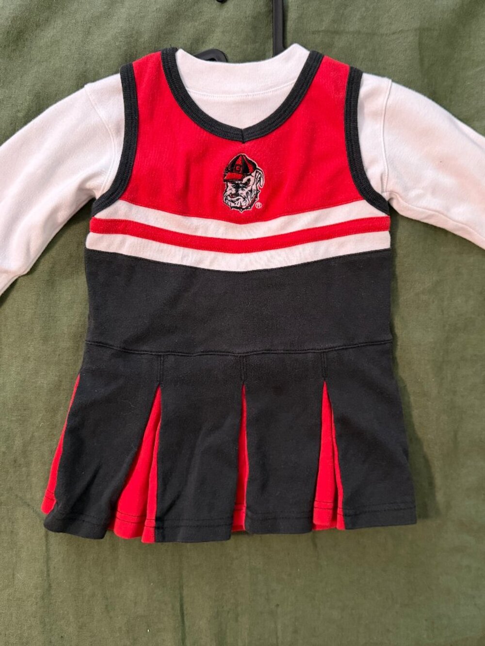 Mighty Mac Sports Georgia Bulldogs Cheerleader One Piece Dress Size 3T w/ Shirt